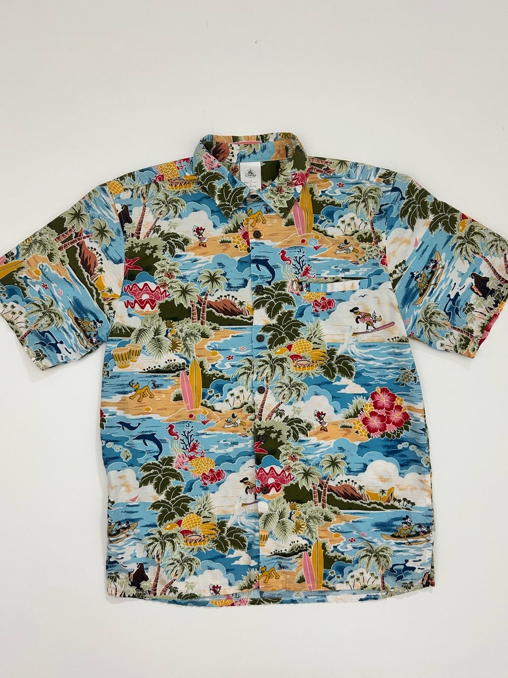 Men’s Disney Store Hawaiian character shirt button down size medium multicolor - Picture 2 of 11